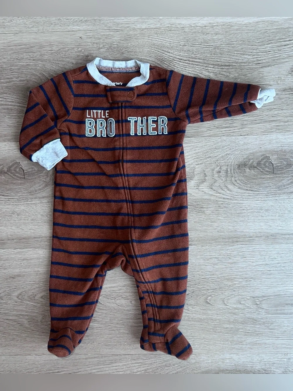 Carter’s Baby Boy Little Brother Stripped Sleepers Size 3 Months